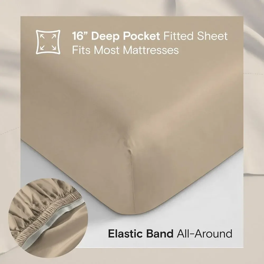 NWT Sijo DOZ Bamboo Sheet Set 3 Piece -1 Sheet 2 Pillowcases Dune Queen